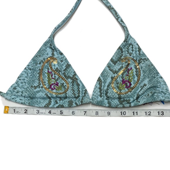 Blue Snakeskin Halter Bikini Top - Picture 5 of 7
